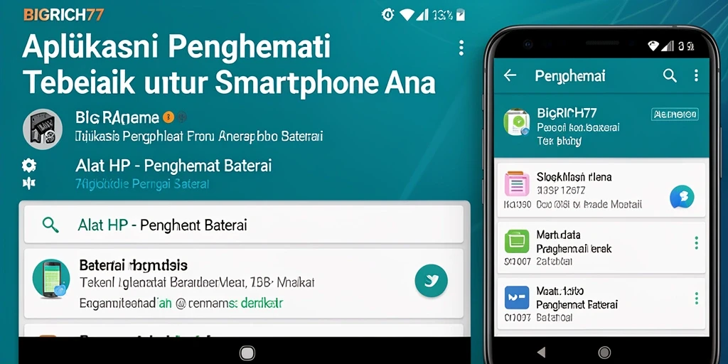 Tampilan antarmuka aplikasi BIGRICH77 yang membantu menghemat baterai.