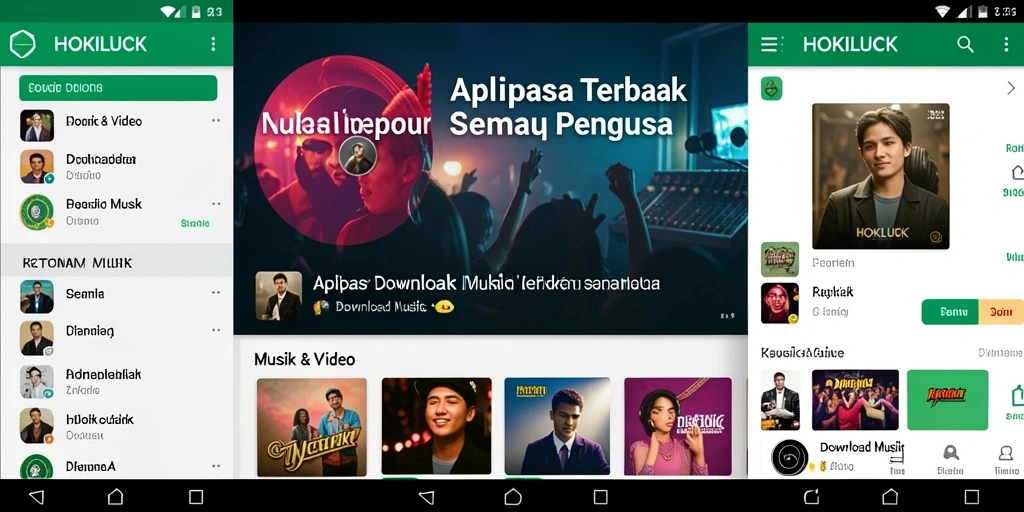 Antarmuka HOKILUCK yang ramah pengguna untuk Download Musik.