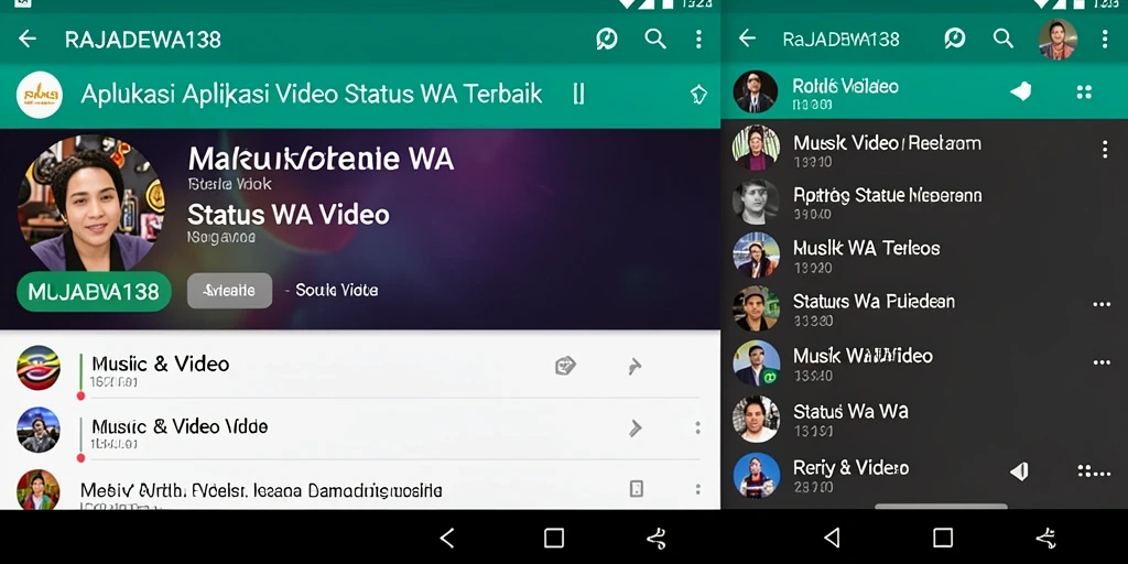 Screenshot utama RAJADEWA138 menampilkan koleksi video status WA yang variatif.