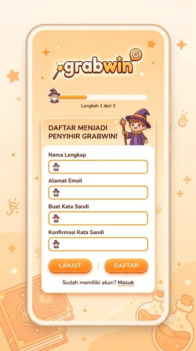 Tampilan halaman daftar grabwin