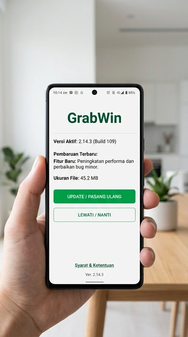 Tampilan riwayat versi grabwin